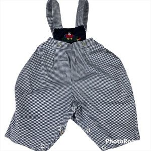 Vintage Infant Overalls 3 months One Piece Blue & White Houndstooth Clown Patch